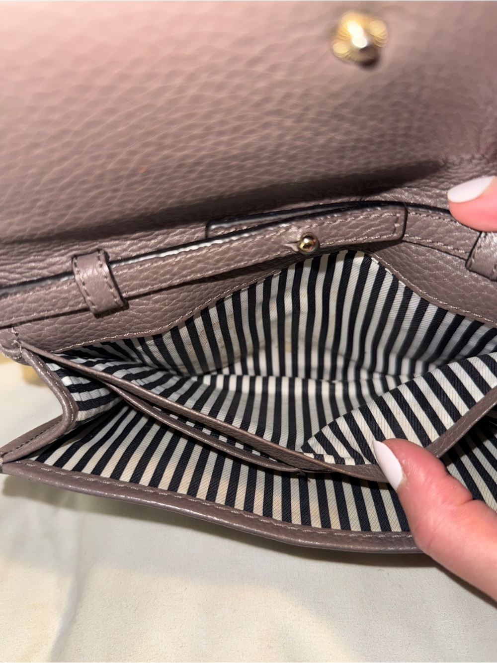 kate spade taupe brown leather crossbody wallet - Picture 7 of 12